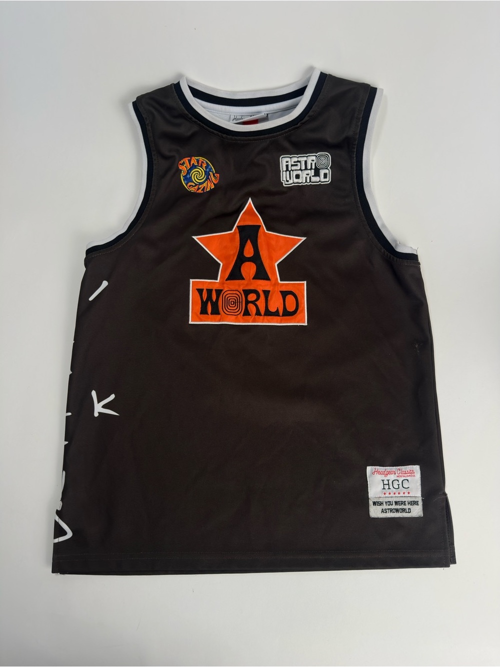 Travis Scott Astroworld Basketball Jersey Smiley Face Kids Large Headgear